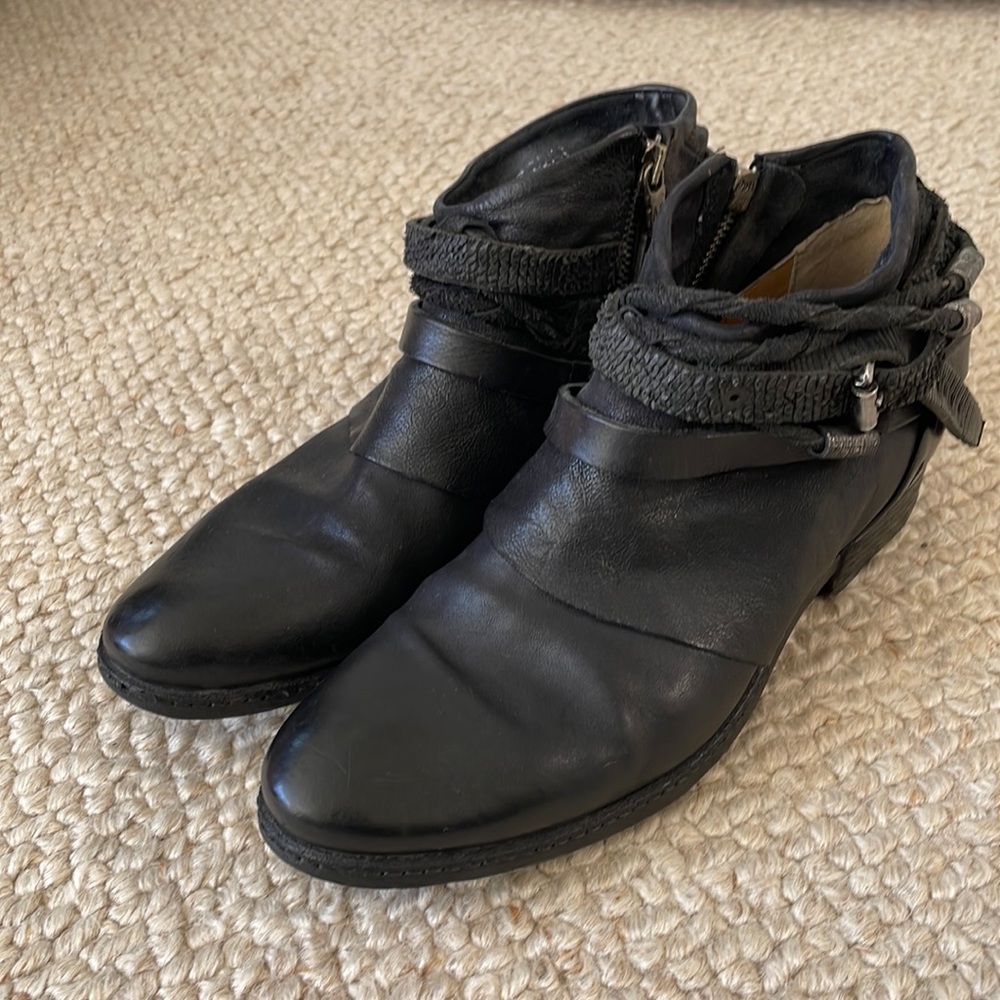 A.S.98 black Italian leather ankle boots